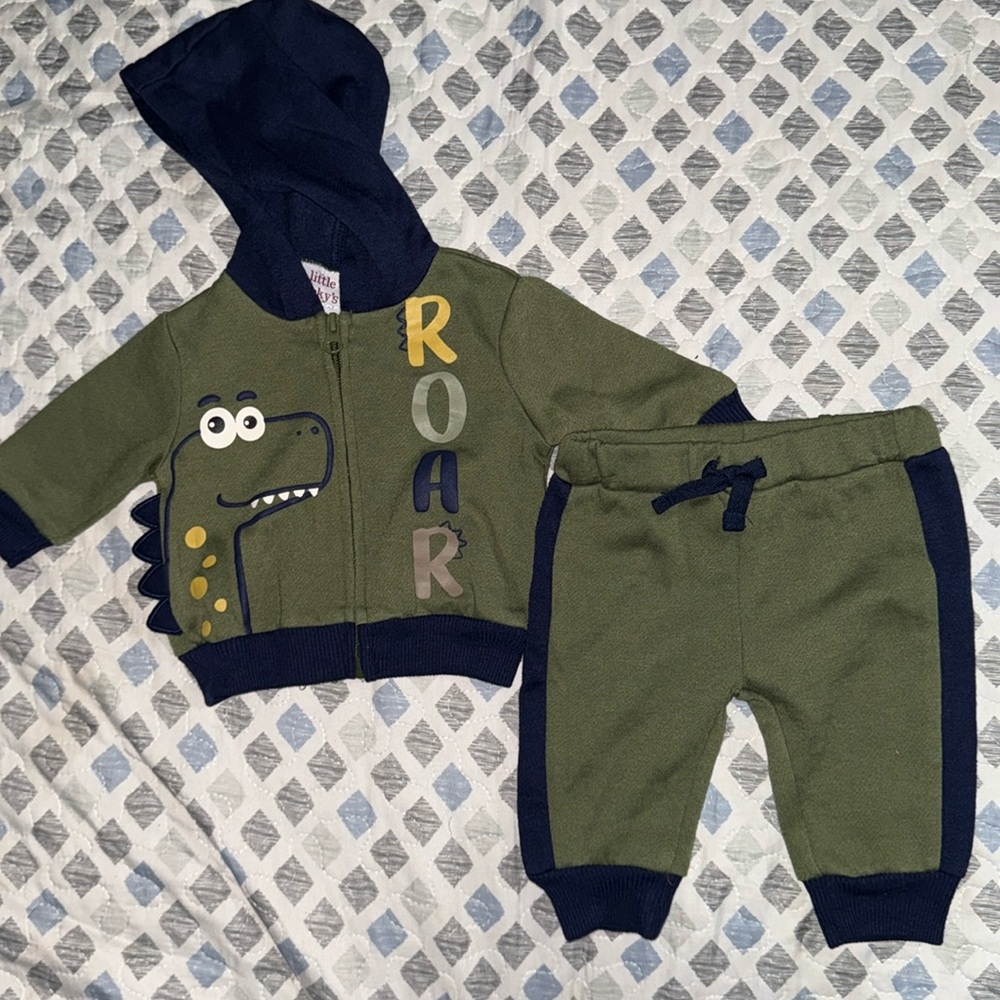 Green and Blue Dinosaur Baby Outfit